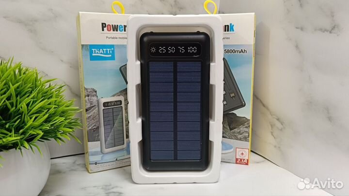 Повербанк 15800 mAh с солнечной батареей и фонарем