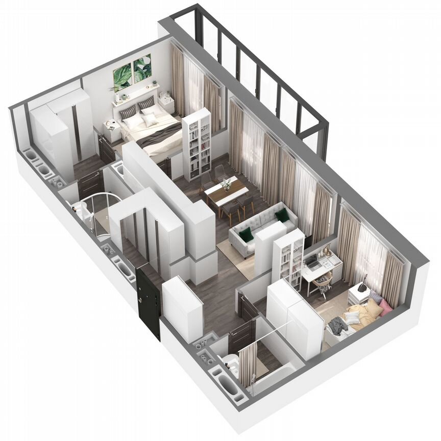 2-к. квартира, 63,7 м², 4/23 эт.
