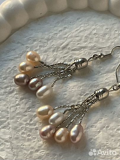 Серьги с нат жемчужинками