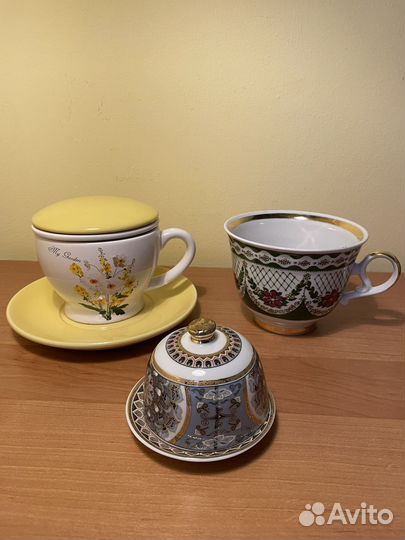 Гжель предметы чашка блюдце для лимона