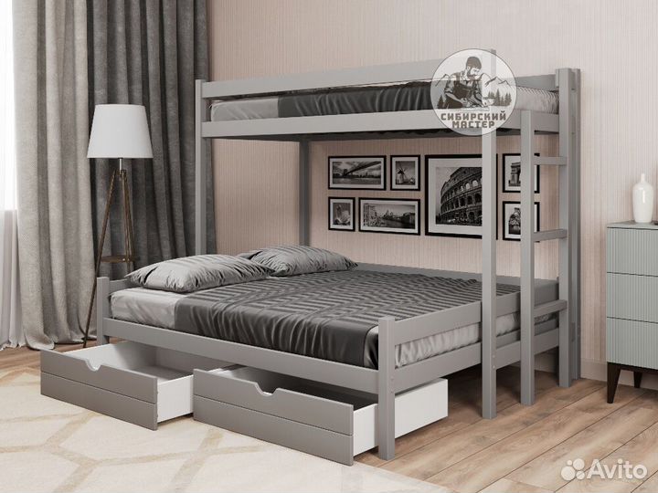 Двухъярусная кровать из дерева