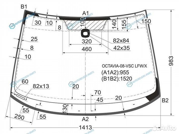 Octavia-08-VCS lfwx Стекло лобовое +дд (100мм от к