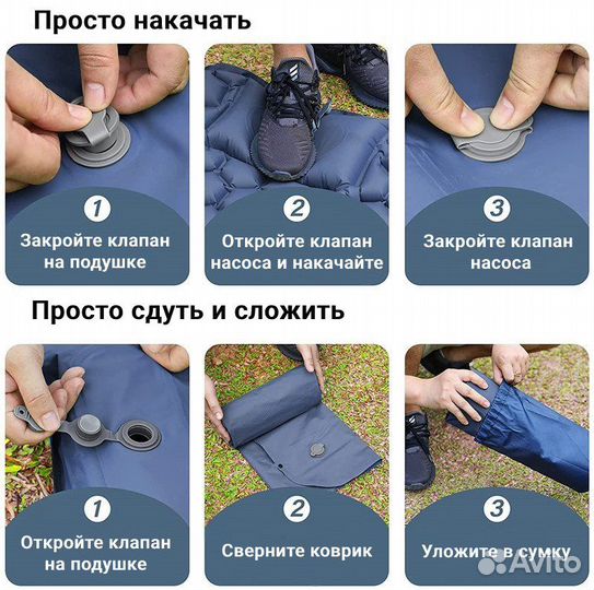 Надувной туристический коврик от Ermins (зеленый)