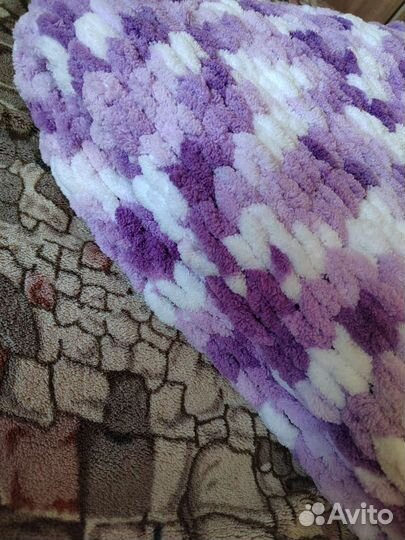 Плюшевый вязанный плед на заказ