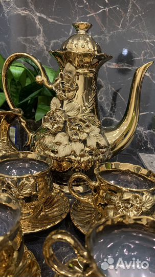 Сервиз чайно-кофейный,Золотая роза