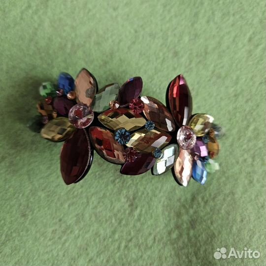 Заколка-автомат кристаллы сверкающая стразы