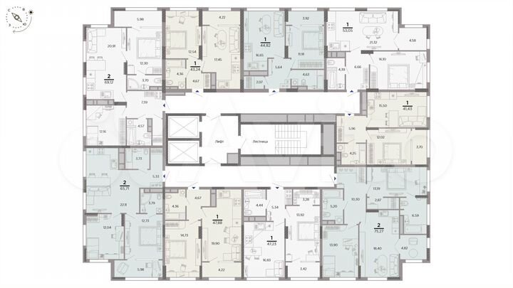 1-к. квартира, 53,1 м², 2/25 эт.