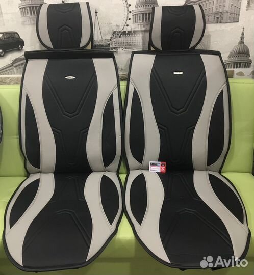 Накидки универсальные из экокожи черные с серым