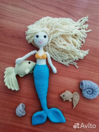 Кукла русалка, вязаная игрушка