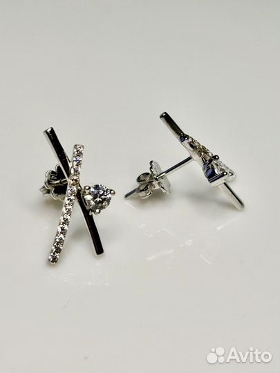 Золотые серьги пусеты Piano бренд 585 проба