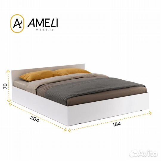 Двуспальная кровать кинг-сайз, стандарт, 180, Белая