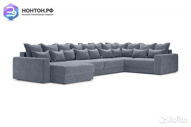 Диван п-образный тик-так Омега темно-серый