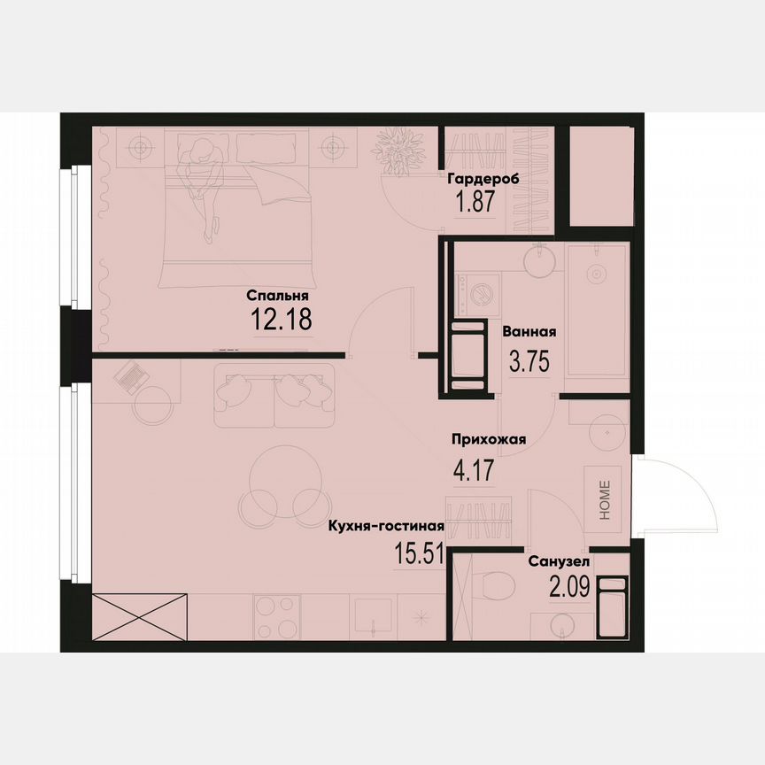 1-к. квартира, 39,6 м², 3/12 эт.