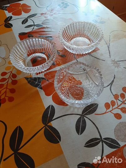 Салатники хрустальные СССР три штуки