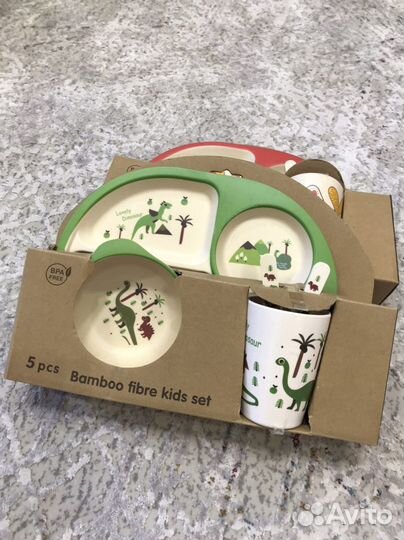 Набор детской посуды из бамбука