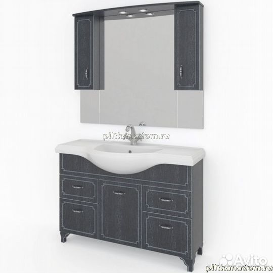 Какса-А Патина 4540 Тумба под умывальник Классик 1200, Черная с белым 120х85х35