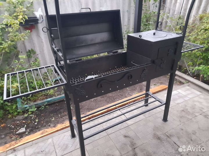 Мангал-казан-гриль-вертело с 3д крышей