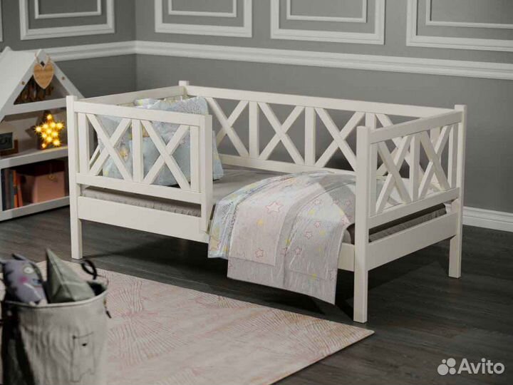 Кроватка софа берёза высокий борт от 2х лет