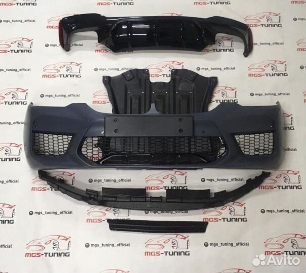 Передний бампер + диффузор BMW G30 стиль м5