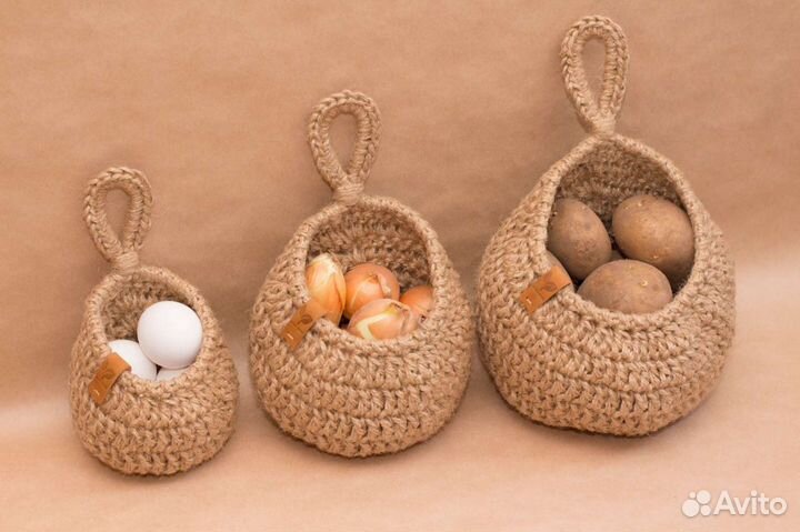 Подвесные корзины из джута для хранения овощей, фр