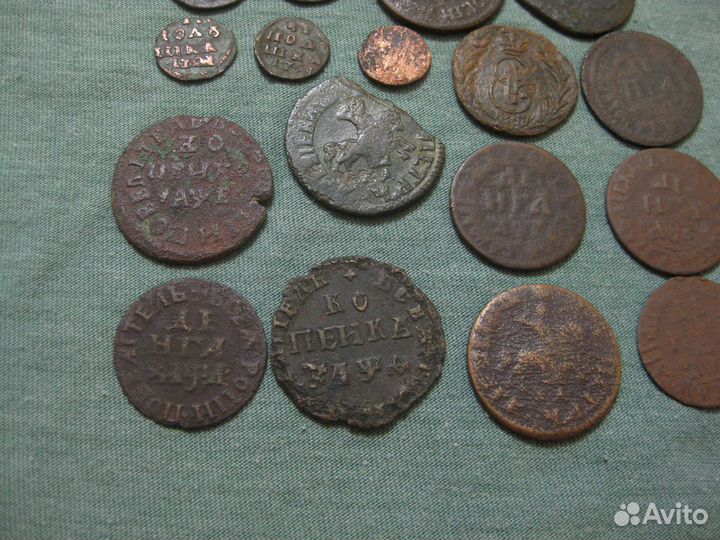 Монеты Петра 1 и сибирская монета.оригиналы