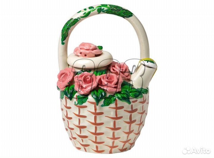 Чайник-корзинка Розы с чаем внутри (30649)