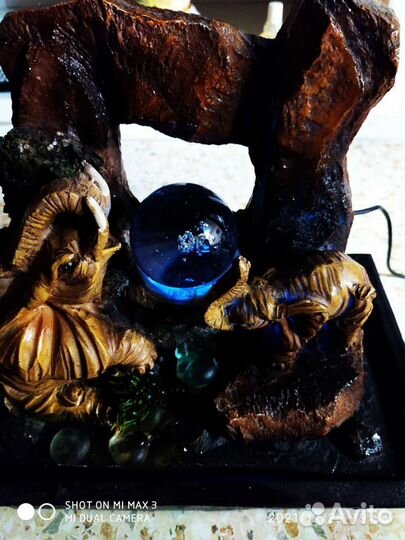 Фонтан настольный два слоника с подводной подсветк