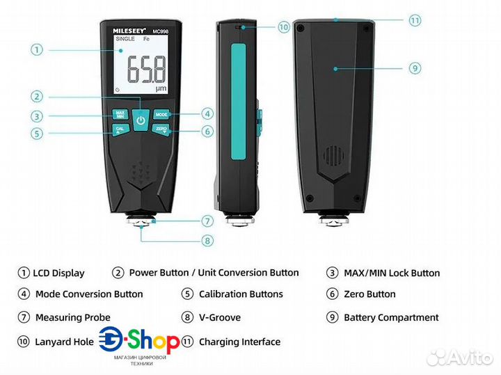 Толщиномер Mileseey MC998