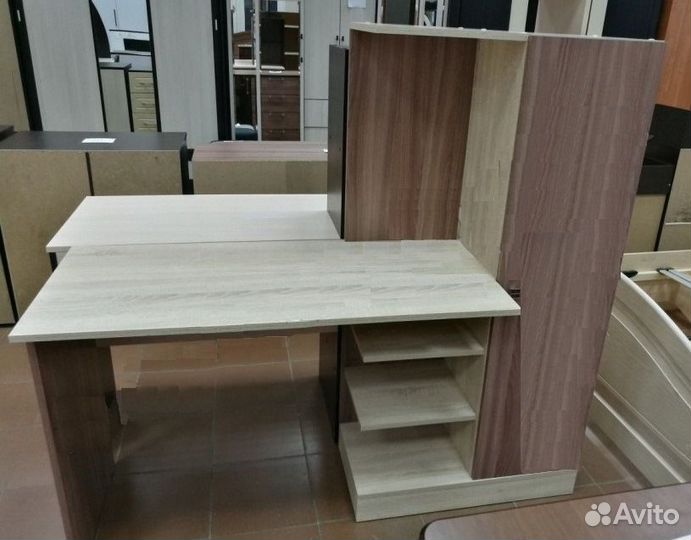 Стол письменный с пеналом Шимо тёмный/Дуб сонома