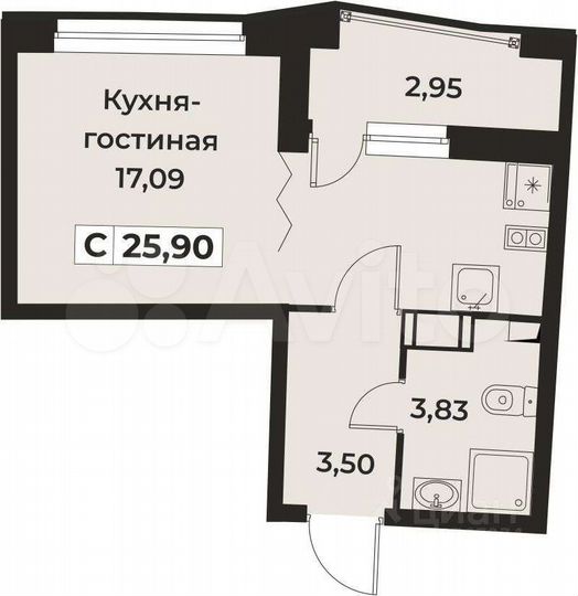 Квартира-студия, 26 м², 15/17 эт.