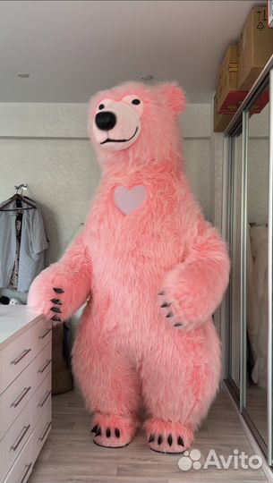 Костюм 2,5 метра медведь розовый