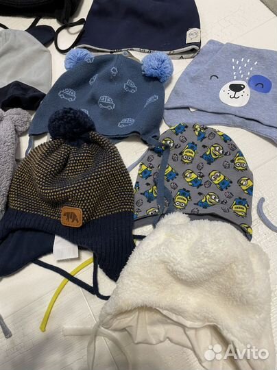 Шапки разные на мальчика от 3 мес