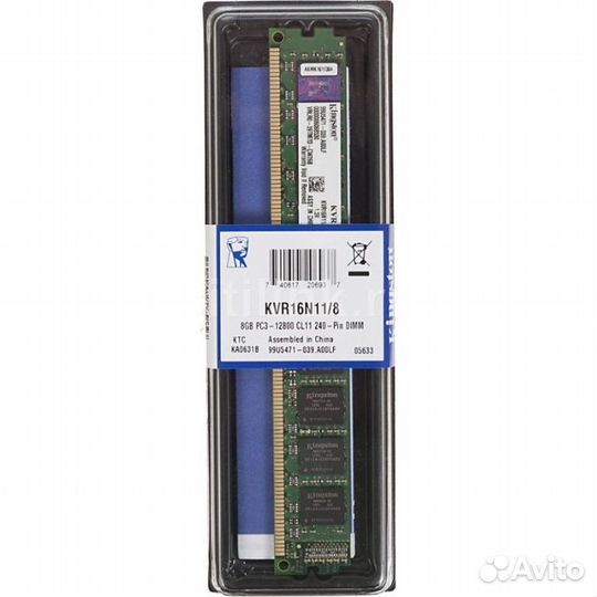 Kingston valueram DDR3 8 Гб PC3-12800 1600 мгц