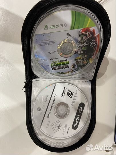 Xbox 360, 12 лиц дисков, 2 геймпада, коробка