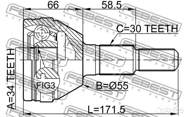 Шрус наружный 34x55x30