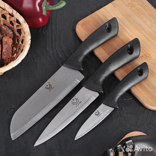 Набор кухонных ножей «Энеолит», 3 предмета: лезвие