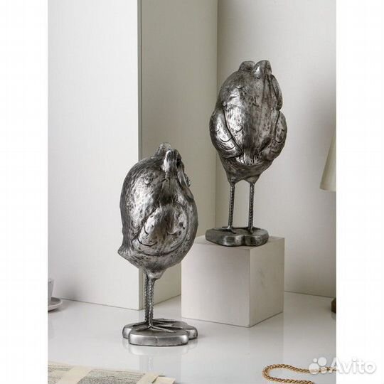 Набор фигур 'Совята', полистоун, 47 см, серебро, 1