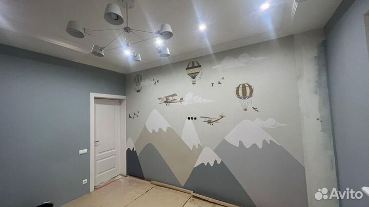 Услуги поклейка обоев, шпаклевка стен