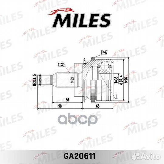 ШРУС mitsubishi L200 IV 2.5DI-D-3.5 05-нар. +AB