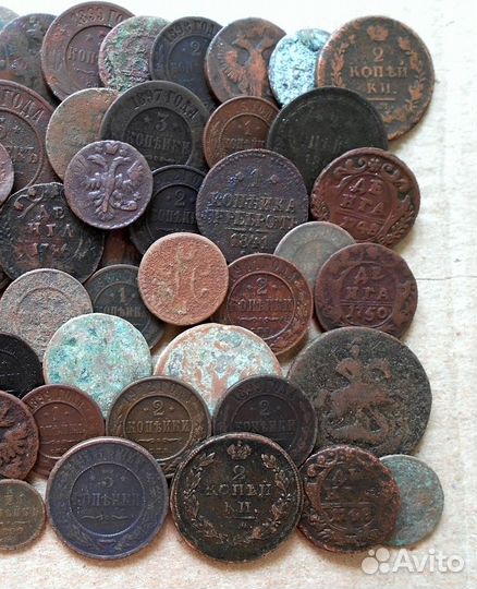 Старинные медные монеты 50 штук (лот-29 )