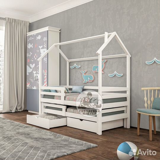 Двухъярусная детская кровать из дерева