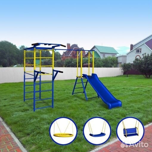 Уличный комплекс с горкой + качеля-гнездо