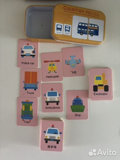 Детские карточки на английском. Карточки-пазлы