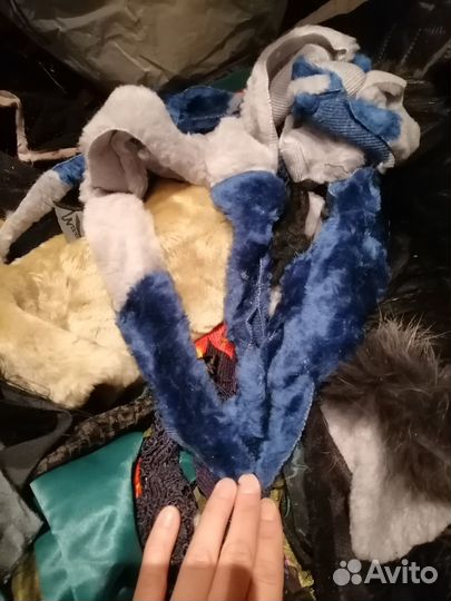 Отрезы ткани крупные ассорти много мешки мех кожа
