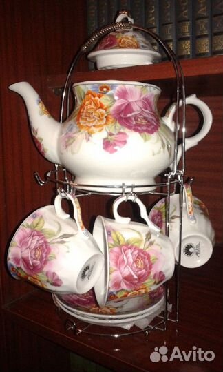 Чайный набор из 13 предметов, новый, фарфоровый