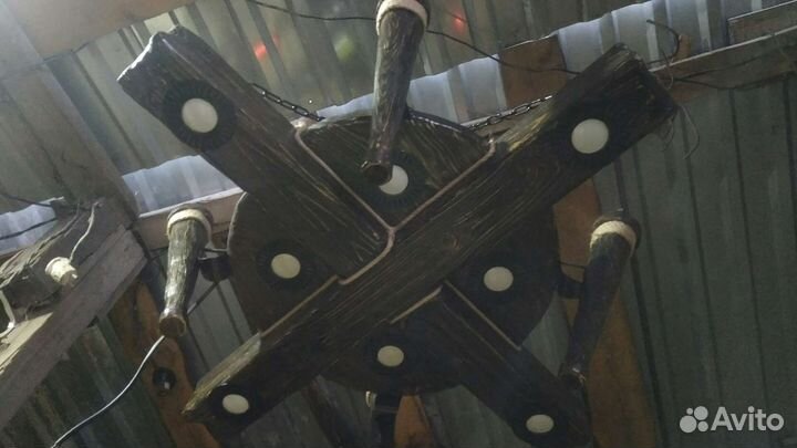 Светильник, люстра из дерева под старину