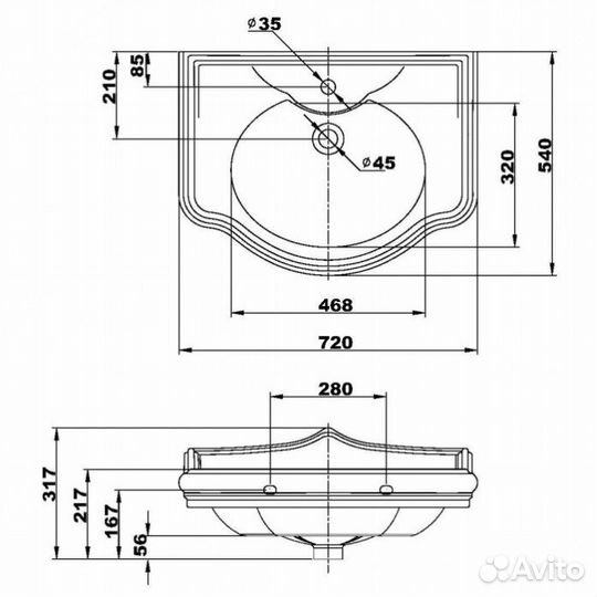 Раковина с консолью Migliore Bella 27778+20700 бронза