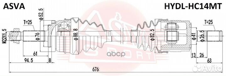 Привод передний левый перед лев hydlhc14MT