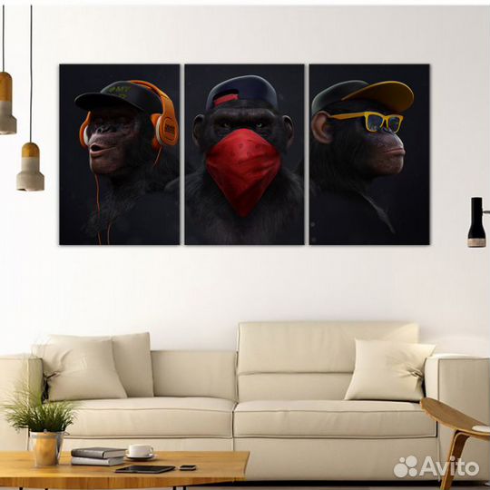 Популярная интерьерная картина 3 обезьяны