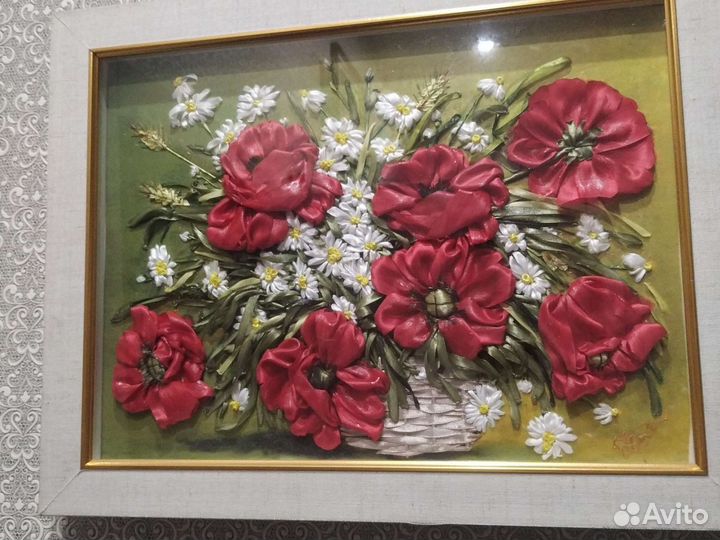 Картины вышитые лентами